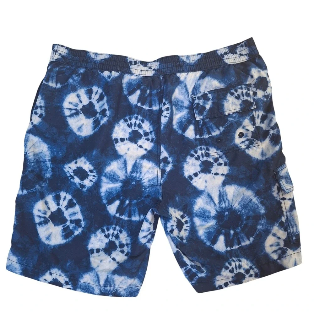 Tommy Bahama Relax Mens XL Blue Tie Dye Board Shorts Swim Trunks Mesh Lining
